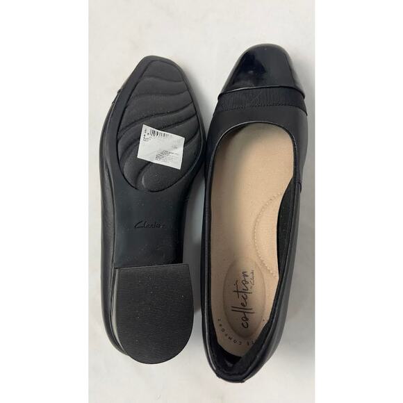 Clarks womens Juliet Monte Pump, Black Leather 7.5 Wide US - Picture 2 of 5